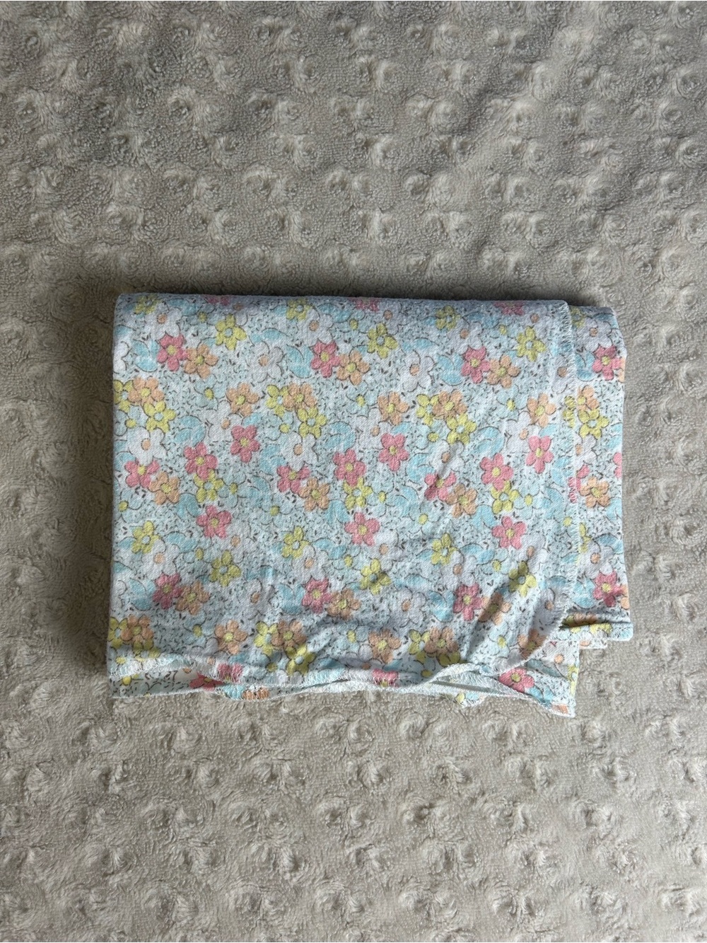Carter's Pink Blue Floral Baby Receiving Blanket Flannel Cotton Yellow White